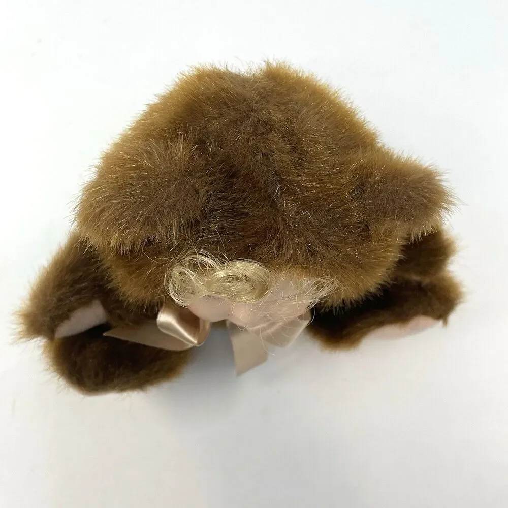 Vintage Crowne Fine Porcelain Doll Face Stuffed Teddy Bear Plush Artmark Chicago